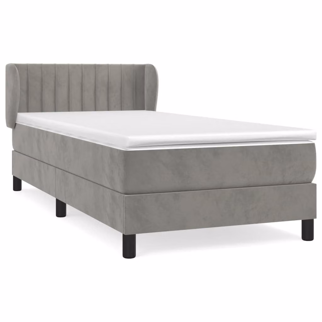 Giroletto a Molle con Materasso Grigio Chiaro 90x200 cm Velluto