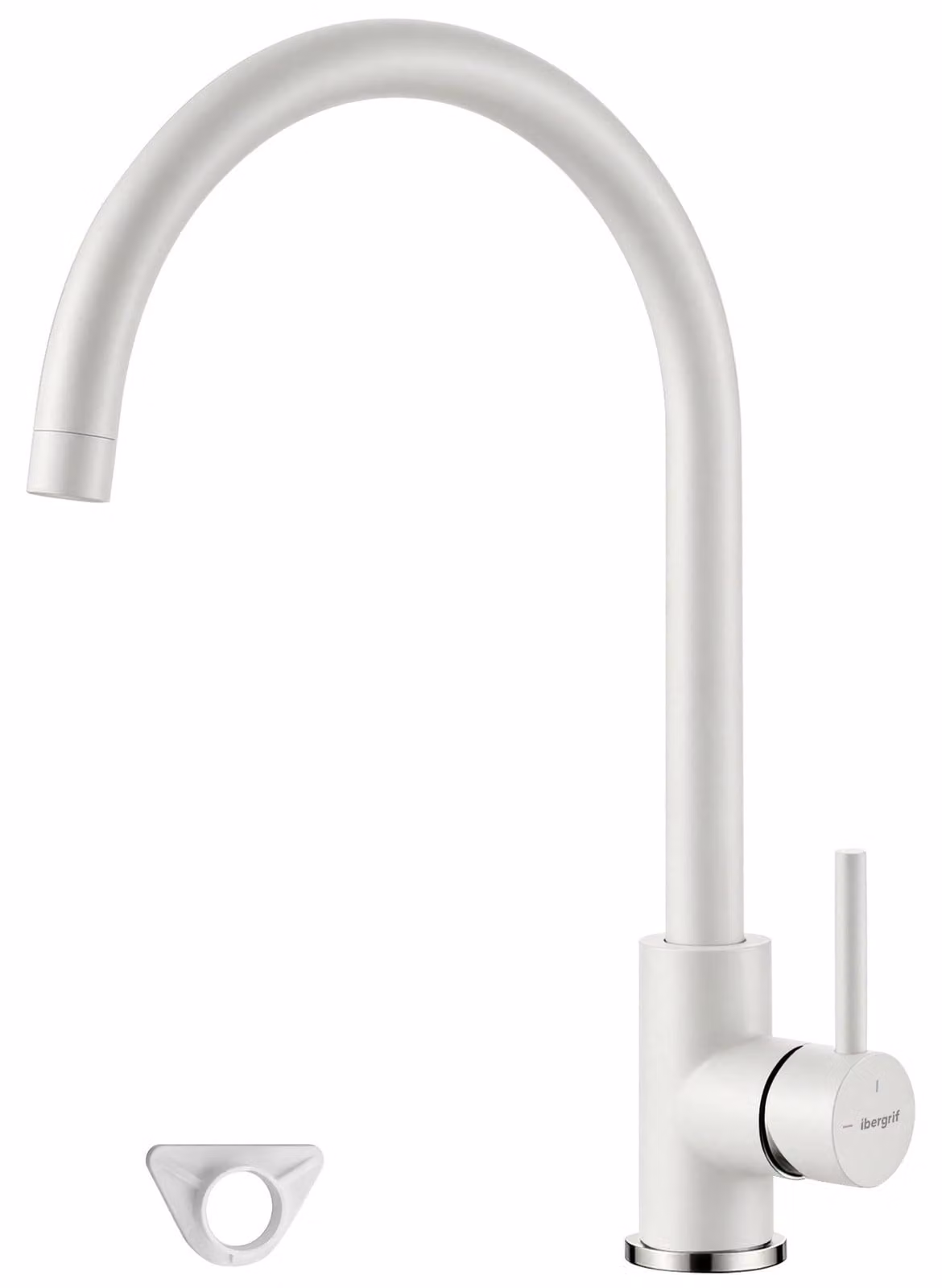 Rubinetto da cucina, girevole a 360°, con apertura a freddo, in ottone, colore bianco