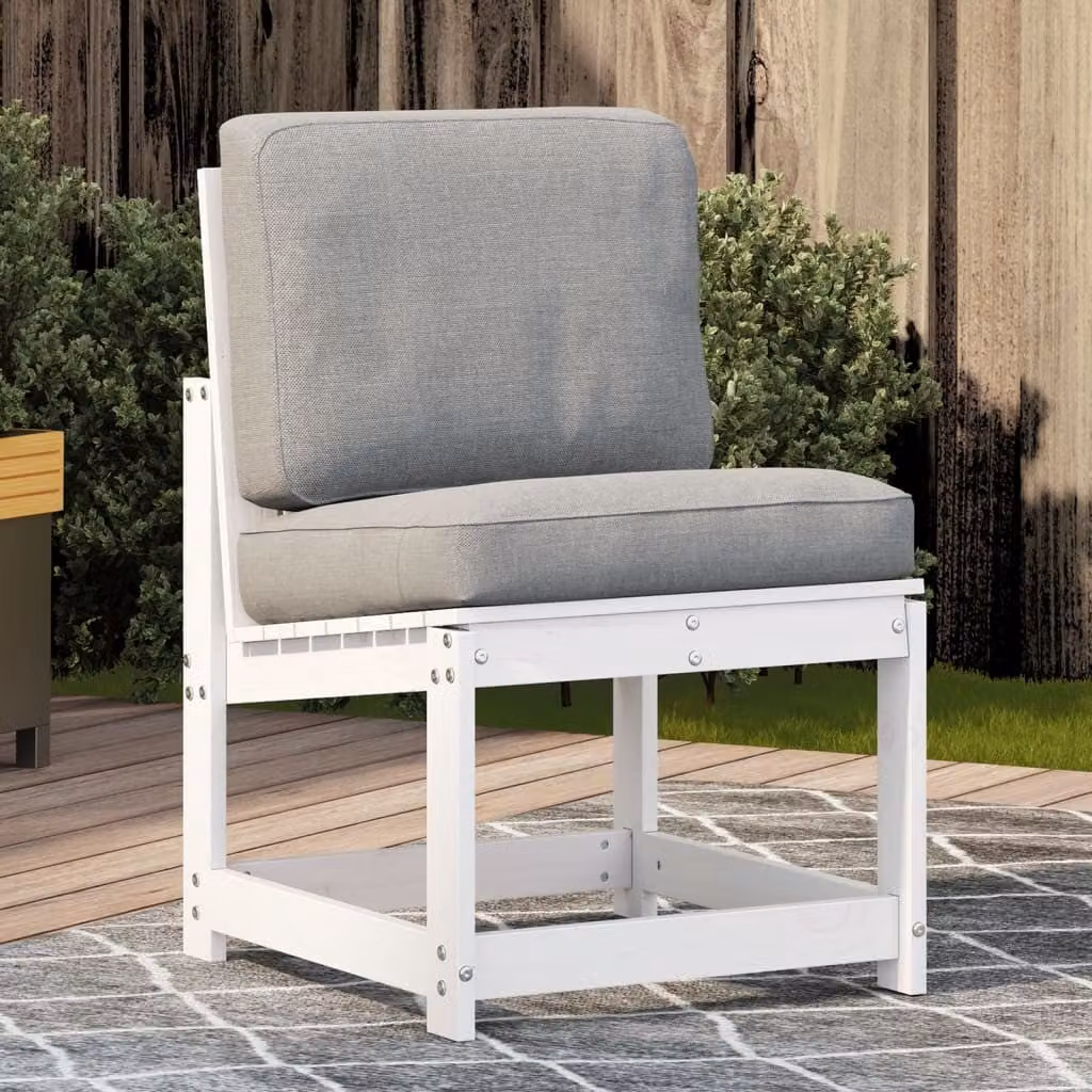 Sedia da giardino vidaXL in legno di pino bianco con cuscini inclusi L/P/H: 50,5 x 55 x 77 cm