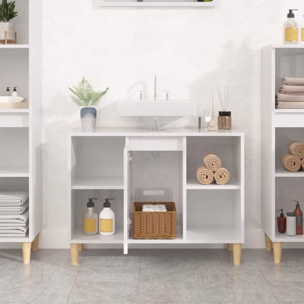 Lavabo lucido bianco, dimensioni 80 x 33 x 60 cm