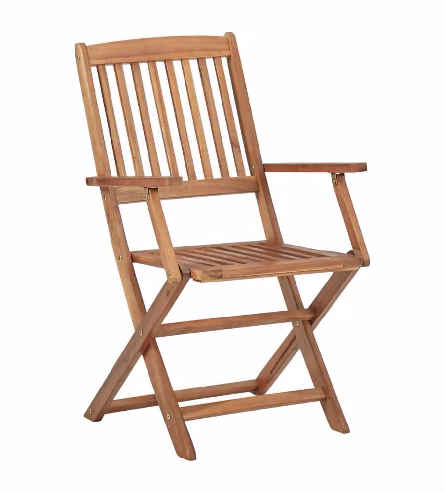 Sedie da Giardino Pieghevoli 2 pz in Legno Massello d'Acacia