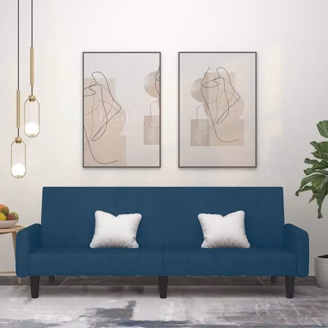 Divano Letto a 2 Posti-Sofa Letto 2 Posti-Daybed Blu in Velluto 980322