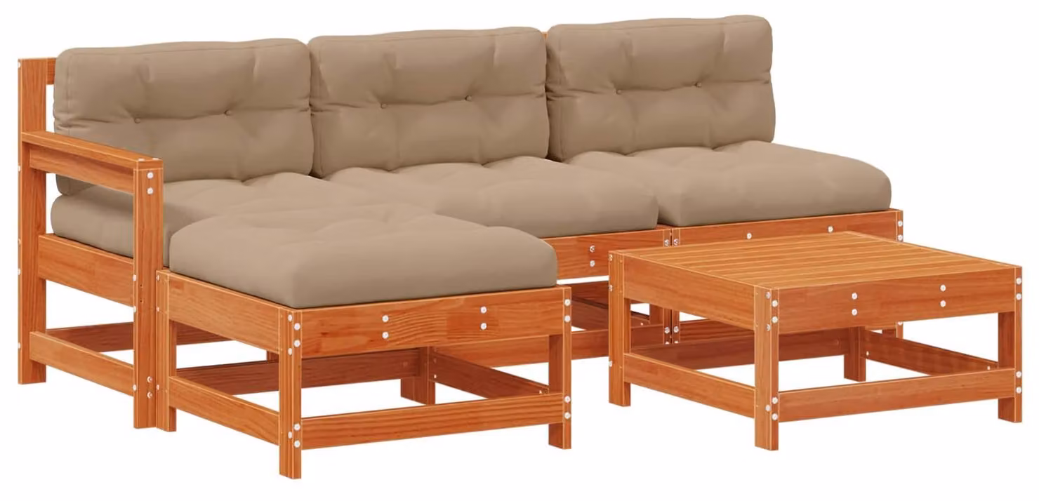 Set Lounge da Giardino 5 pcs Pino Marrone Cerato