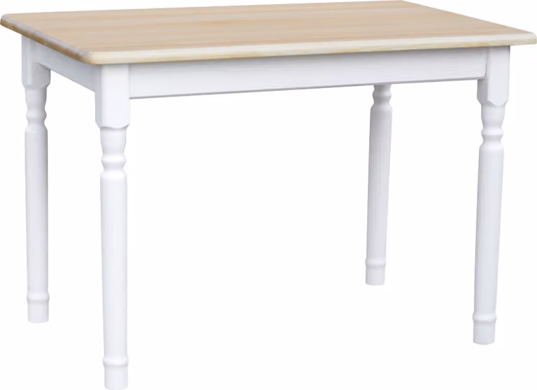 Tavolo bianco II in legno di pino massiccio con piano laccato 130 x 70 cm