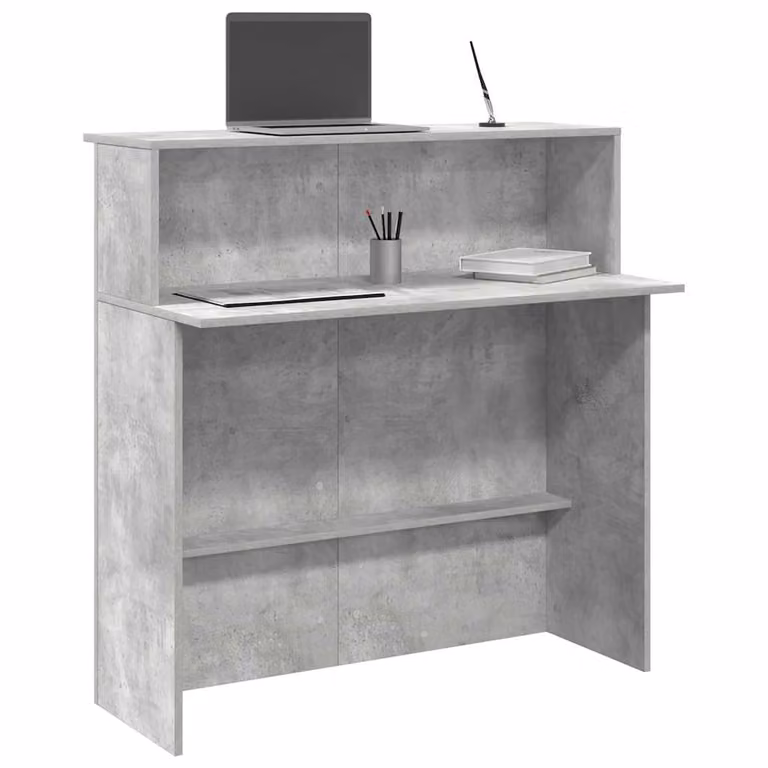 vidaXL Banco Reception in Legno Multistrato Grigio Cemento, L 100 x P 50 x H 103,5 cm