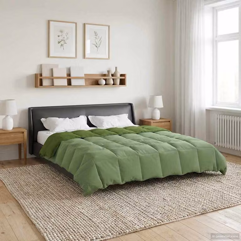 vidaXL Piumone Invernale in Microfibra Traspirabile e Reversibile, Verde, L 240 x L 220 cm