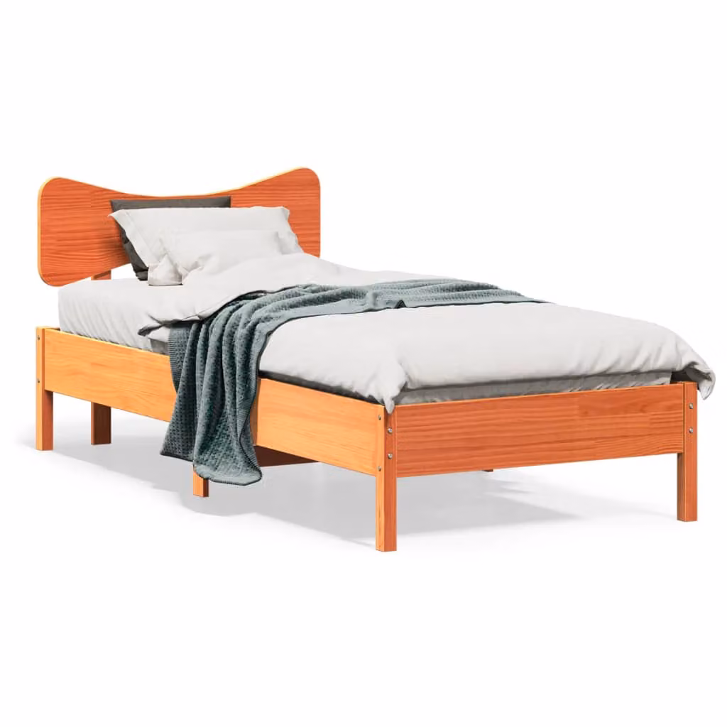 vidaXL Giroletto in legno di pino Marrone Cera con doghe piatte L/P/H: 205.5 x 100 x 81 cm