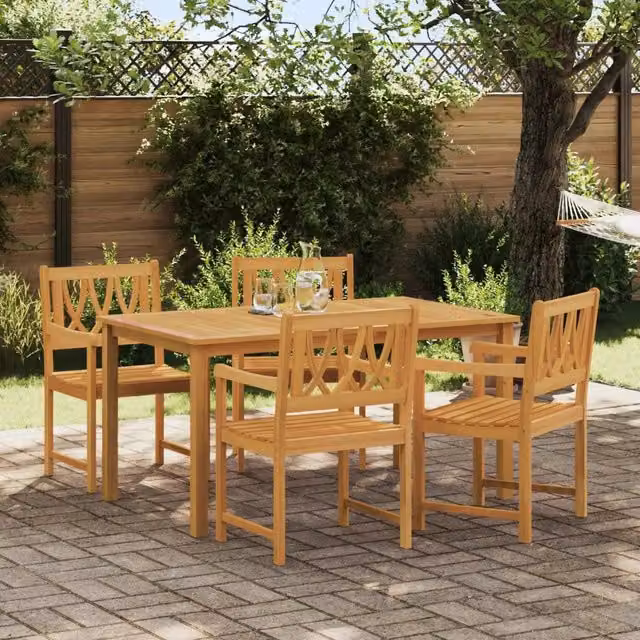 Set di 4 sedie da giardino vidaXL in legno di acacia massello naturale con braccioli, colore marrone