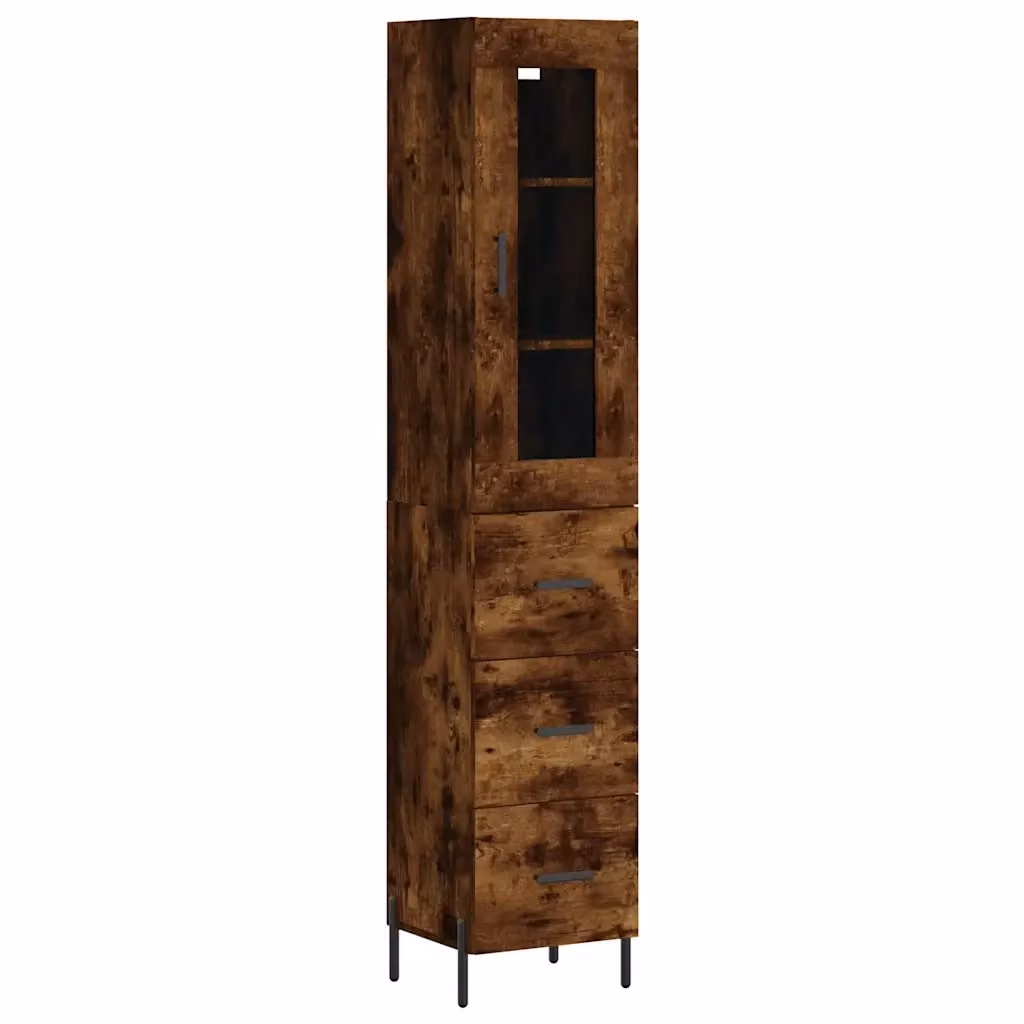Credenza moderna vidaXL in legno e metallo colore marrone, L/P/H: 34,5 x 34 x 180 cm – 2