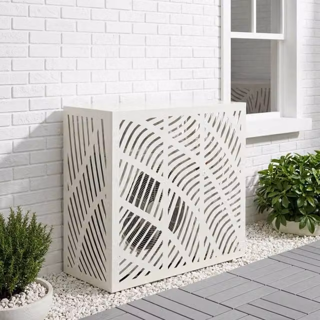 Copertura per condizionatore d'aria vidaXL in acciaio bianco L/P/H: 110 x 50 x 105 cm