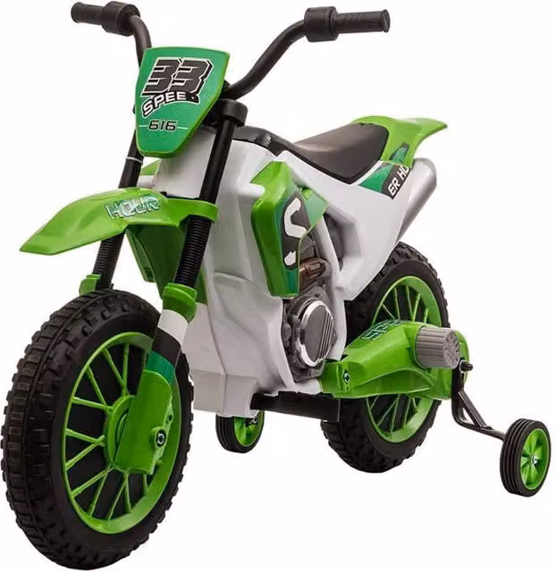 Moto da cross elettrica per bambini da 3-5 anni verde con batteria ricaricabile – 1