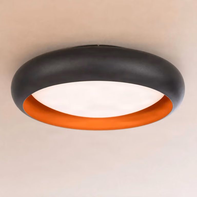 Plafoniera soffitto Serava Lindby, dimmerabile, Nero, Soggiorno / Sala da pranzo, Plastica, Moderno, Plafoniera
