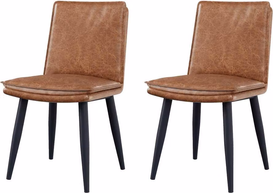 AIORBER 2 Sedie da pranzo in PU, Cuscini a doppio strato, Moderne e confortevoli, Gambe in metallo, Marrone