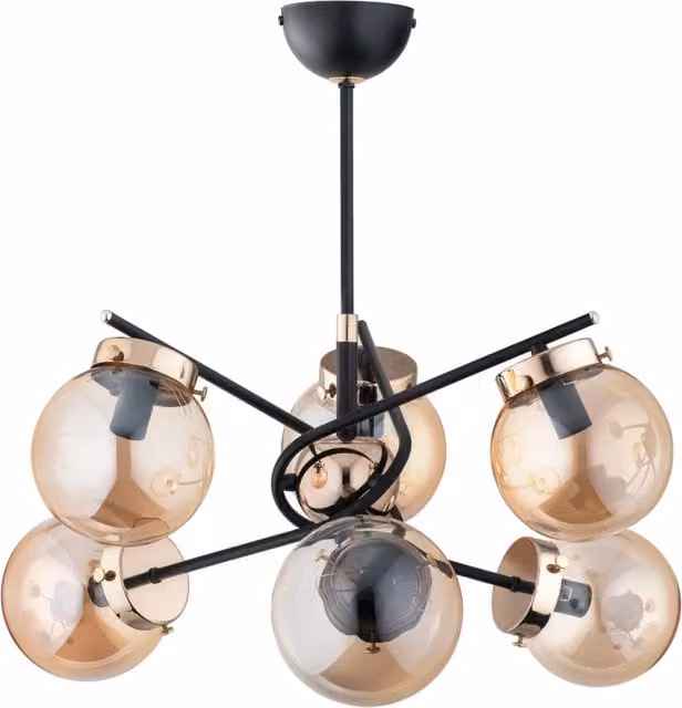 Plafoniera moderna KOLAŻ Alfa in metallo nero e rame con 6 lampadine E14