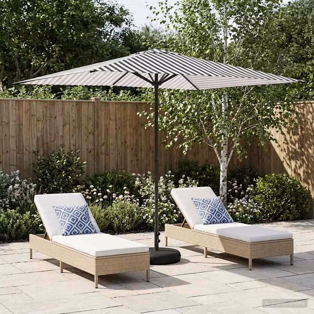vidaXL Parasole da Giardino con Base Rettangolare in Poliestere e Acciaio, L/P/H: 300 x 200 x 228 cm