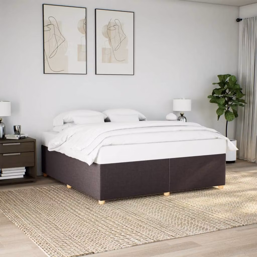 vidaXL Giroletto senza Materasso in Tessuto Marrone Scuro con Listelli in Legno 200 x 200 cm