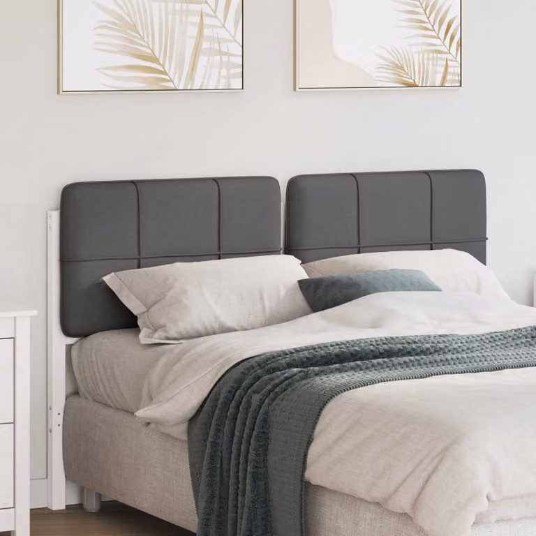 Testiera imbottita vidaXL in pino massello e tessuto, Bianco e Grigio, per letto 160x200 cm