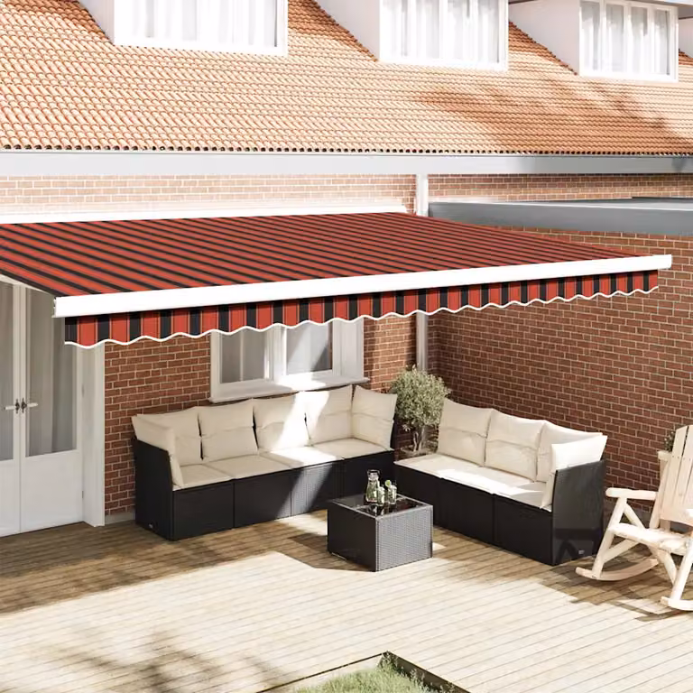 Mantovana di ricambio per tenda da sole vidaXL in poliestere, strisce arancione, rosso e marrone, Lunghezza: 5 m