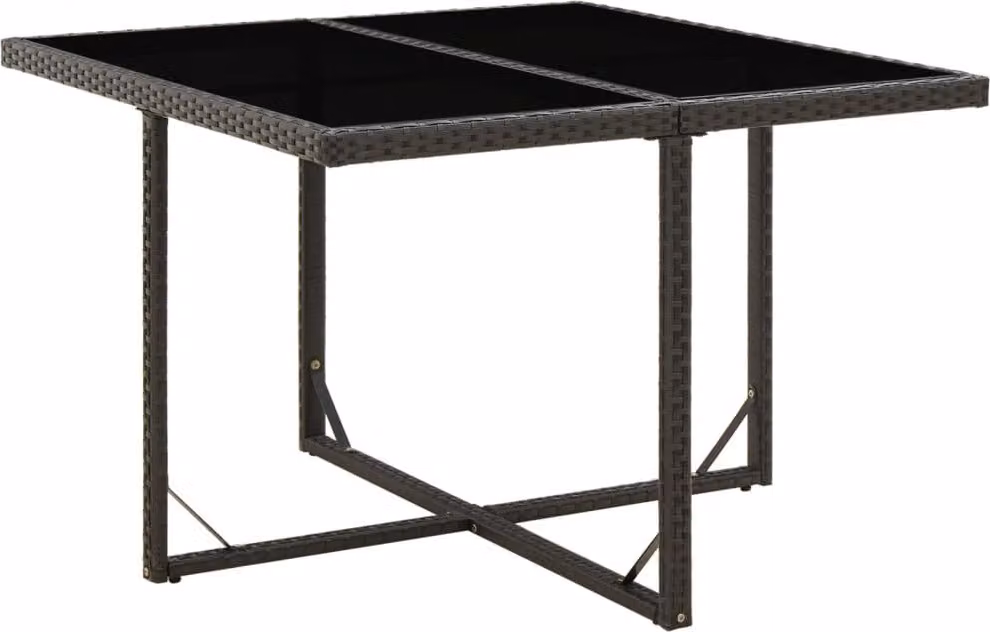 Maison Exclusive - Tavolo da Giardino Nero 109x107x74 cm in Polyrattan e Vetro