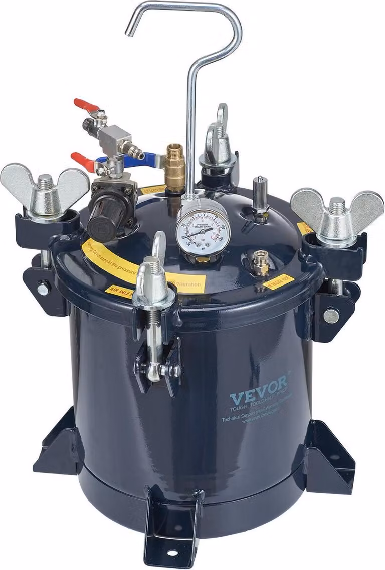 Serbatoio a pressione per vernici spray, serbatoio a pressione per vernici ad aria da 10 L/2,5 gal, supporto metallico e sigillante per riparazioni di perdite per l'industria, l'arredamento, l'architettura, l'edilizia e la verniciatura automobilistica, 70