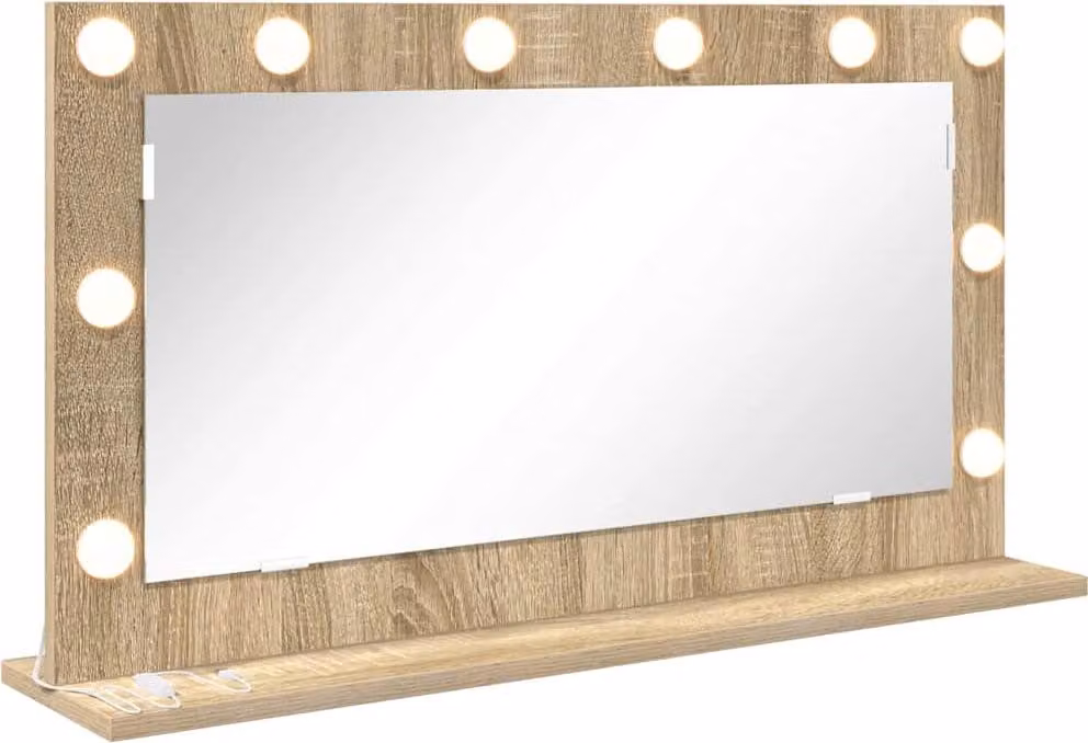 Specchio da Vanità Rettangolare Rovere Sonoma 80 x 45 x 18 cm