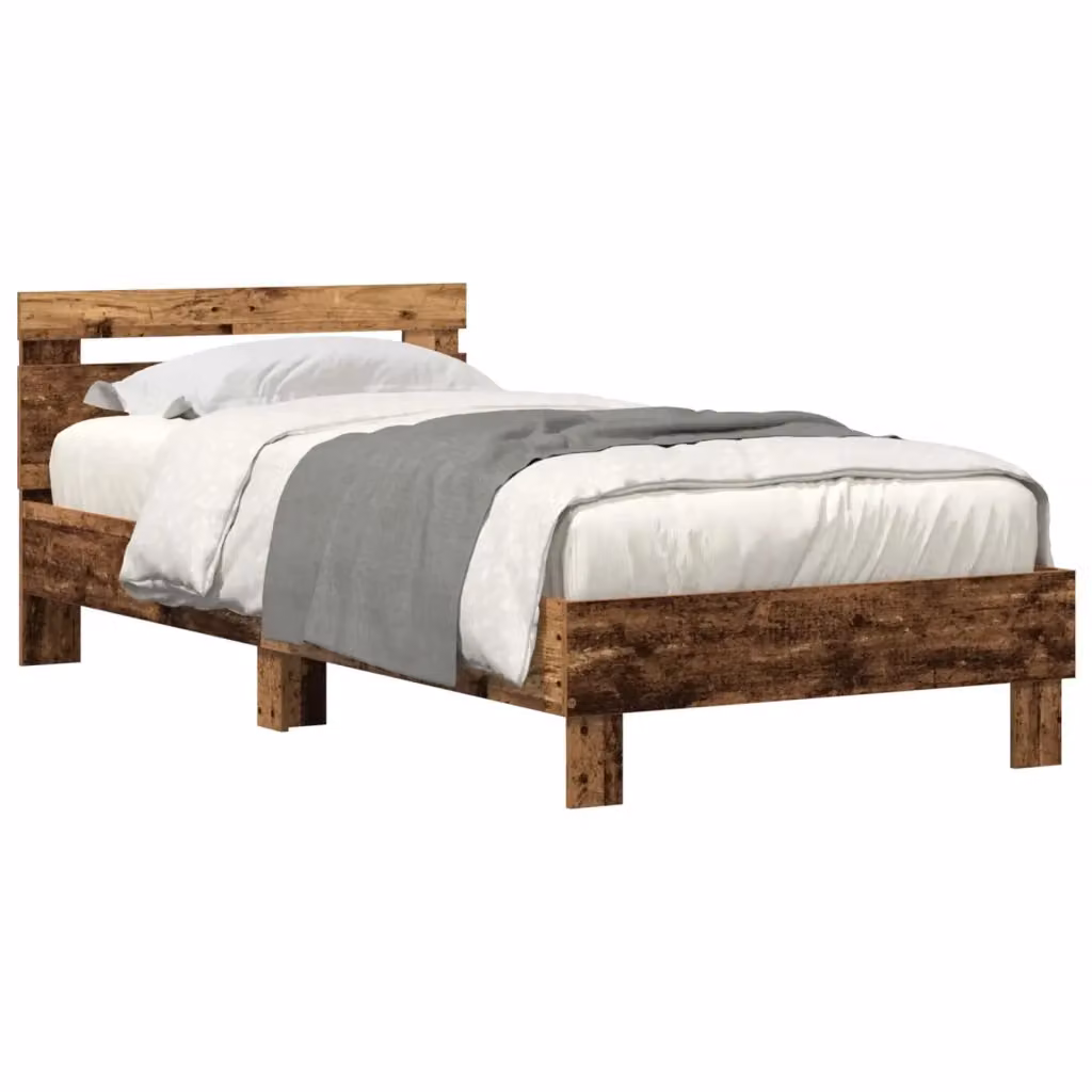 Letto con testiera in legno vecchio vidaXL, colore marrone, L/P/H: 100 x 200 x 104 cm – 2