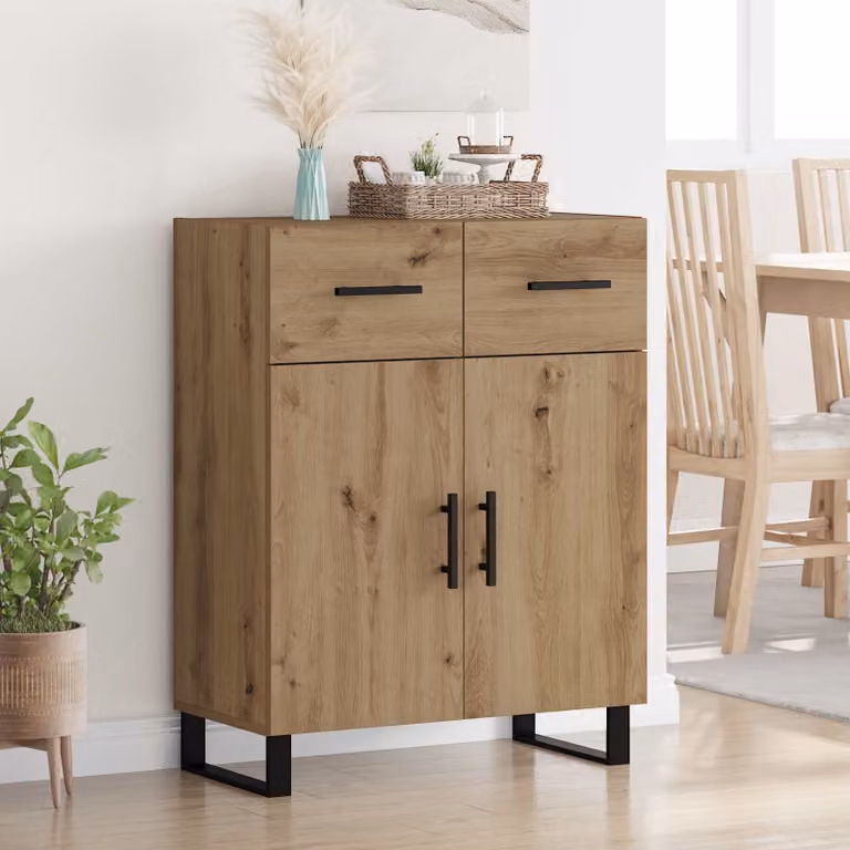 Credenza moderna vidaXL in legno e metallo marrone L: 69,5 cm, P: 34 cm, H: 90 cm