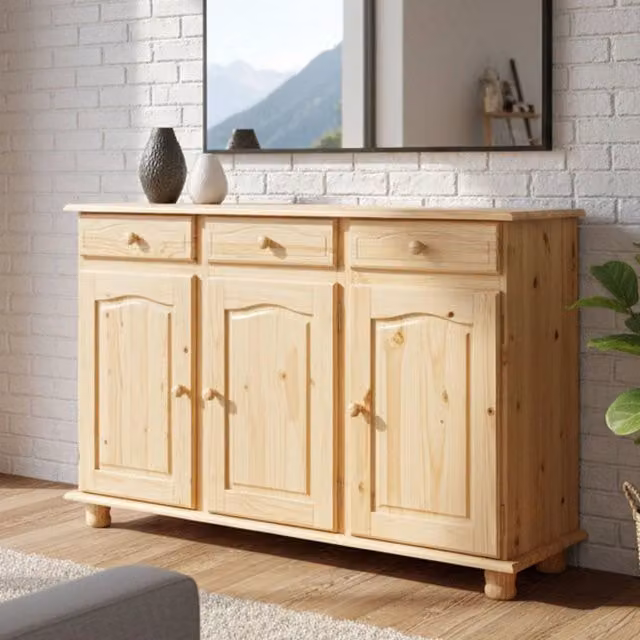 Madia Gragnano DMORA con 3 cassetti in legno color marrone quercia L: 130 cm, P: 43 cm, H: 87 cm – 1