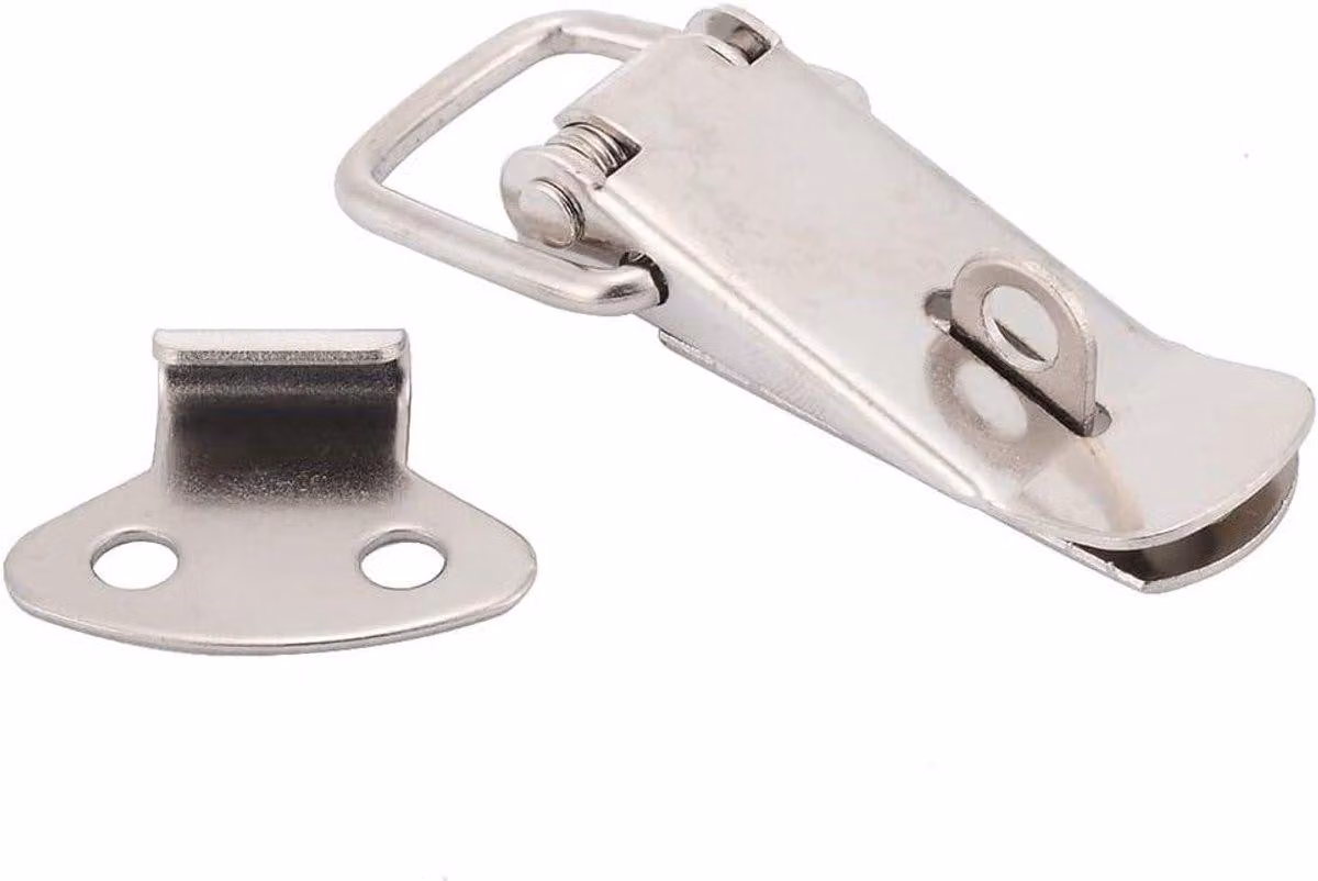 4 fermagli in acciaio inossidabile da 45 mm, con sistema a molla, per valigie, scatole degli attrezzi e mobili, con serratura