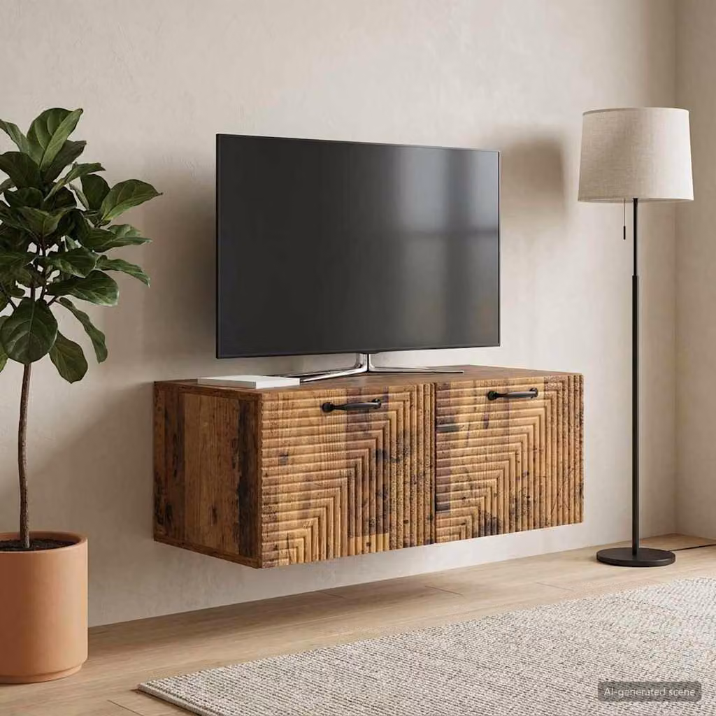 vidaXL Mobile Porta TV da Muro in Legno Antico Marrone L: 78,5 cm, P: 41 cm, H: 30 cm