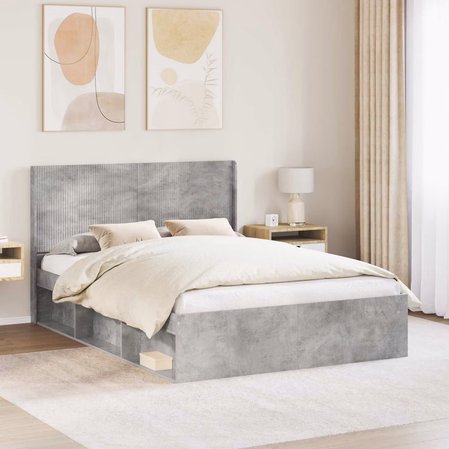 Testiera Letto vidaXL in Legno Ingegnerizzato e Tessuto, Grigio, Stile Moderno