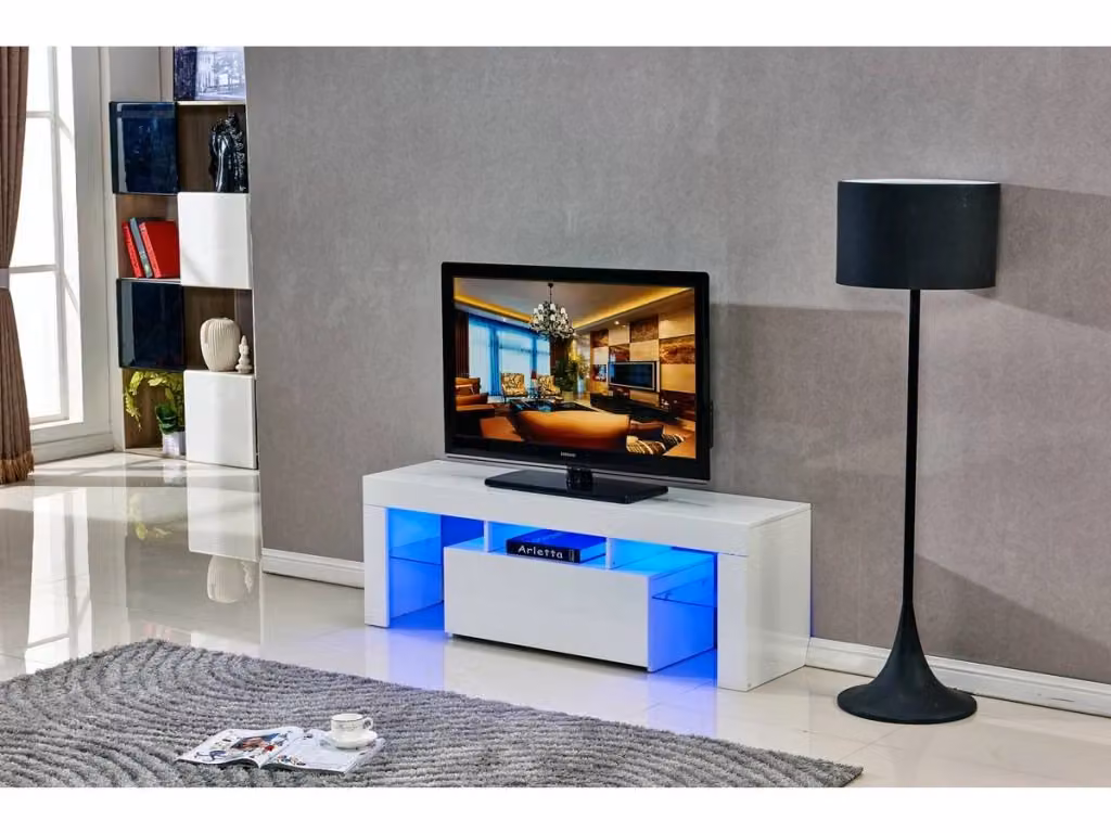 Mobile TV Led BORDA Habitat Bianco laccato L: 130 cm, P: 34 cm, H: 45 cm – 2
