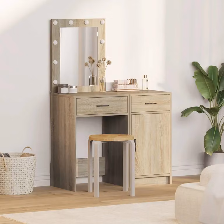 Set di 2 Tavoli da Trucco Moderni vidaXL Marrone L 50 cm, P 41 cm, H 135 cm