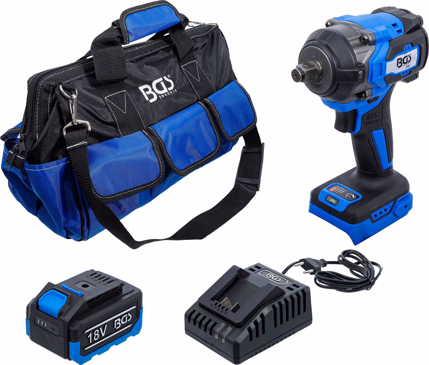 BGS-7390 Set di avvitatori a impulsi a batteria brushless 550 Nm 18 V con batteria e caricatore rapido