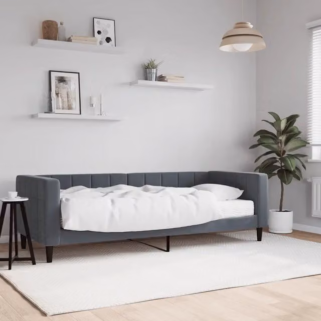 Divano Letto con Materasso Grigio Scuro 80x200 cm in Velluto 3196661