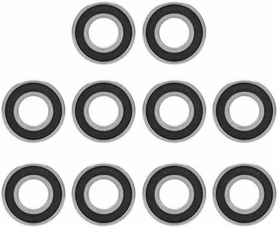 Set di 10 cuscinetti a sfera in metallo di alta qualità, realizzati in acciaio, con guarnizione in gomma, diametro interno di 15 mm e diametro esterno di 32 mm
