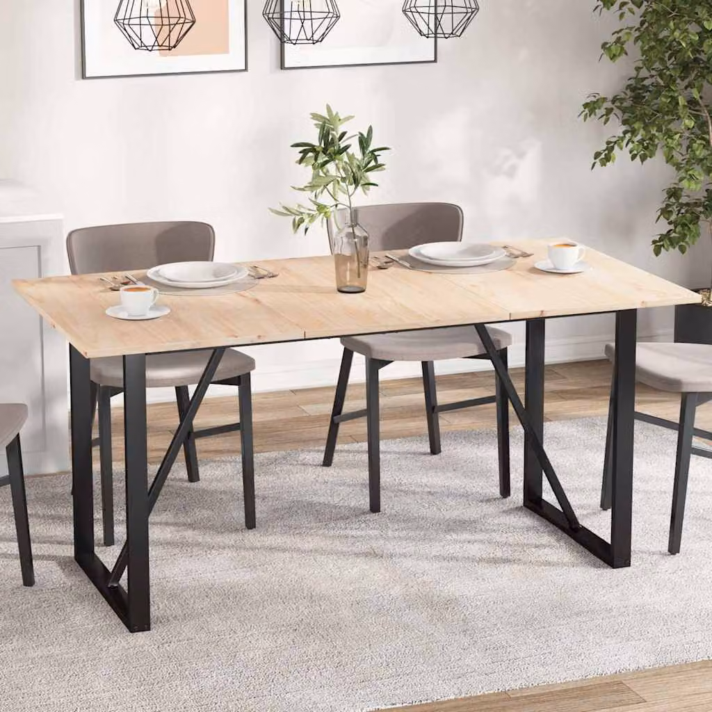 Set di 3 piani per tavolo rettangolari vidaXL in legno massello di pino color marrone/beige, L 80 cm x P 53 cm x H 1,7 cm