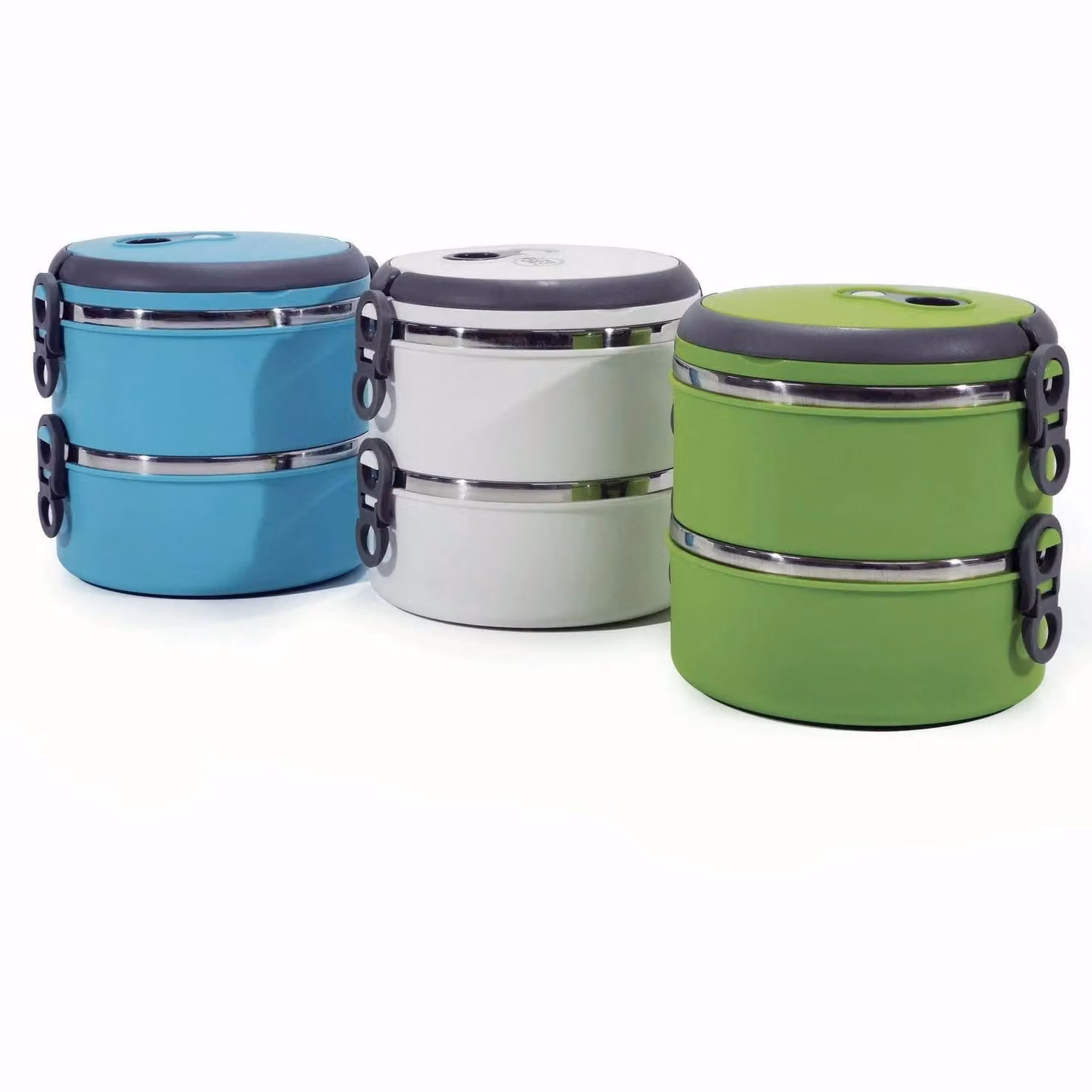 GUSTO CASA Lunch Box con 2 scomparti multicolore da 1,7 l, diametro: 15 cm, altezza: 15 cm