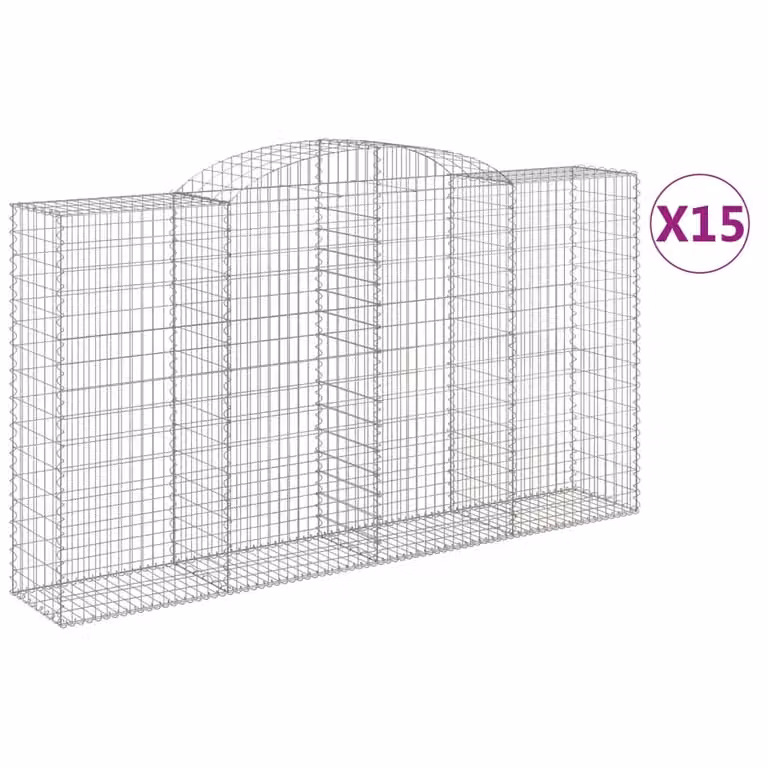 Cesti Gabbioni ad Arco 15 pz 300x50x160/180 cm Ferro Zincato