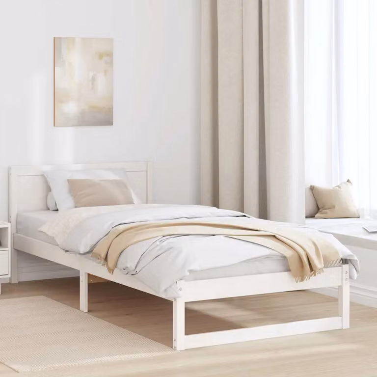 Struttura del letto in pino massello vidaXL Bianco L 70 cm x P 190 cm