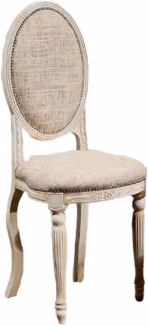 Sedia shabby chic imbottita in legno di faggio laccato bianco o beige Mobili 2G – 1