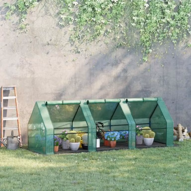 Serra Zimilo 270x90x90 cm, serra per pomodori con telo in PE, robusta struttura in acciaio, resistente ai raggi UV, serra da giardino, per balconi e piante