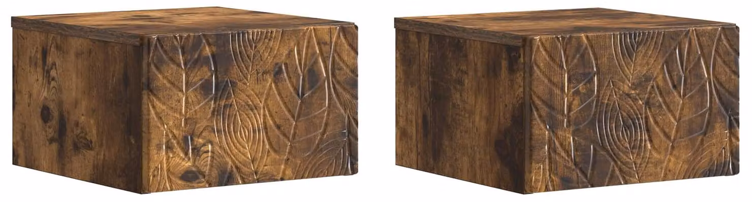 Mobiletto da notte a muro 2 pcs Rovere Fumo 49 x 34,5 x 20 cm