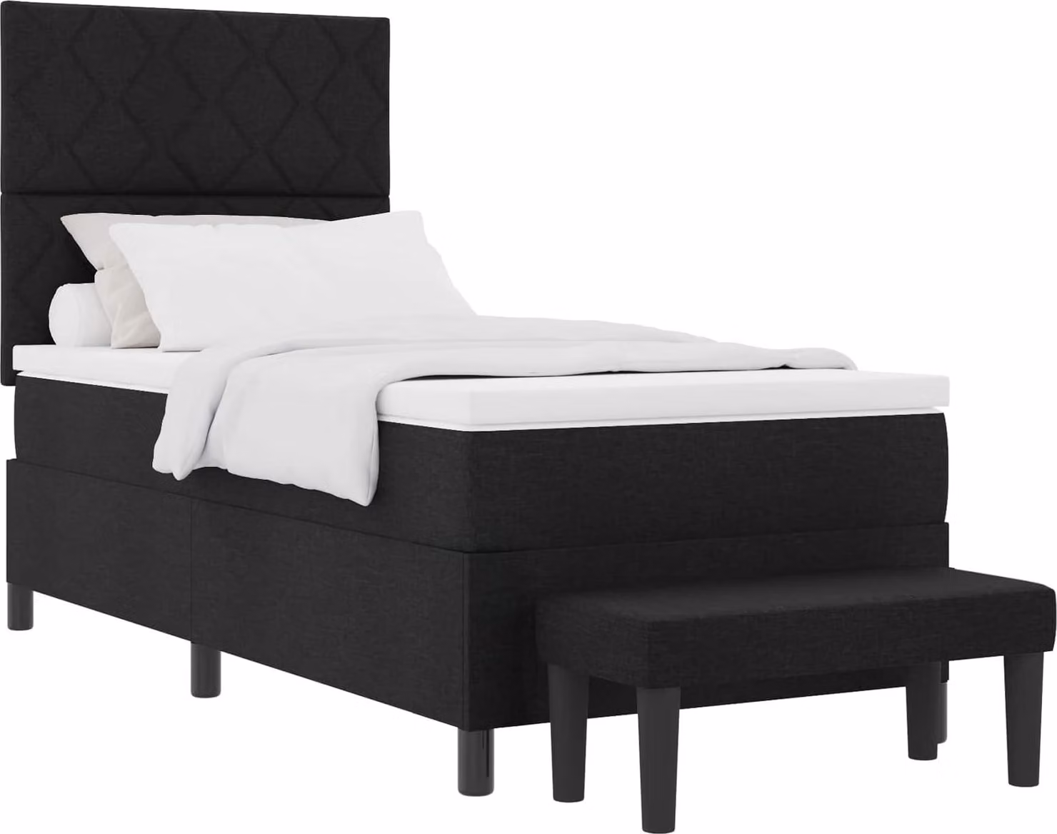 Letto a molle con testiera Nero 100 x 200 cm Tessuto
