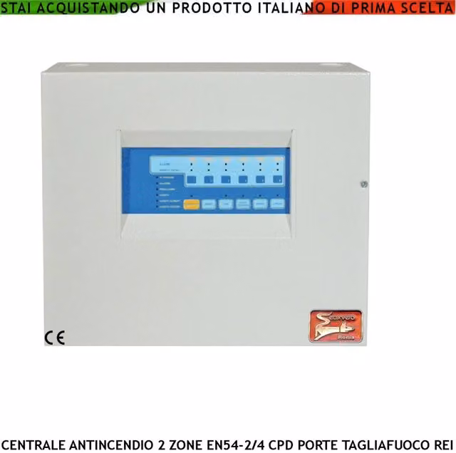 Centrale Antincendio Convenzionale Securvera a 2 Zone con Gestione di 65 Sensori, Elettromagneti per Porte R.E.I, Sirene e Combinatore Telefonico in Metallo