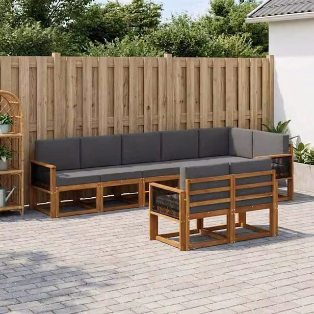 Set di divani da esterno 8 pz Naturale e Antracite Poliestere 3385313
