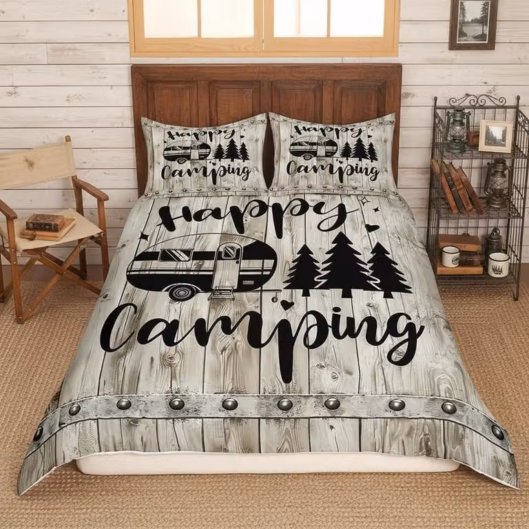 Set di biancheria da letto con motivo camper per la camera da letto