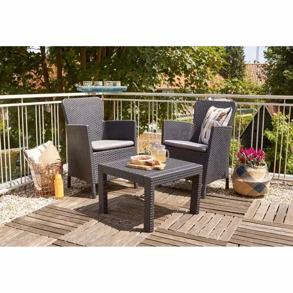Set da giardino Keter in rattan sintetico con cuscini colore grigio per esterni e balconi – 2