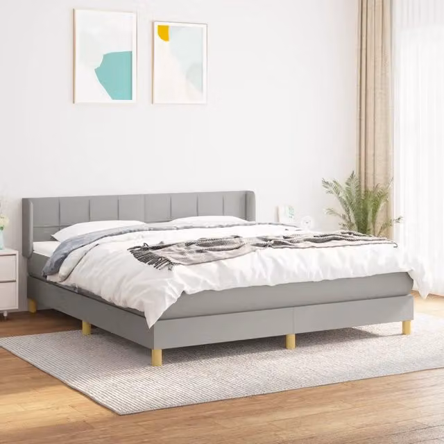 Letto Ibrido con Giroletto a Molle e Materasso vidaXL in Grigio e Bianco L/P: 180 x 200 cm – 1