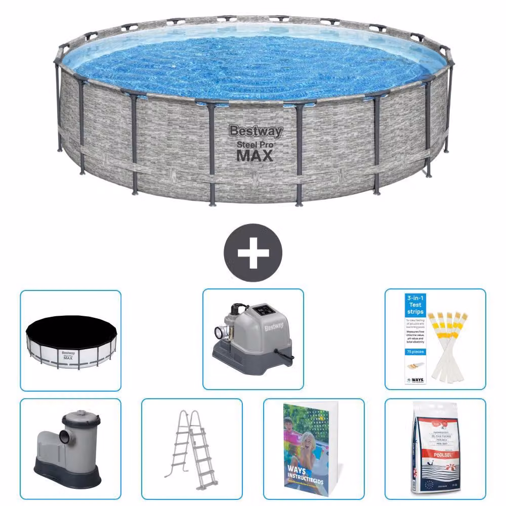 Bestway Steel Pro MAX, piscina in acciaio, forma rotonda - 549x122 cm - composta da 6 parti, modello S649